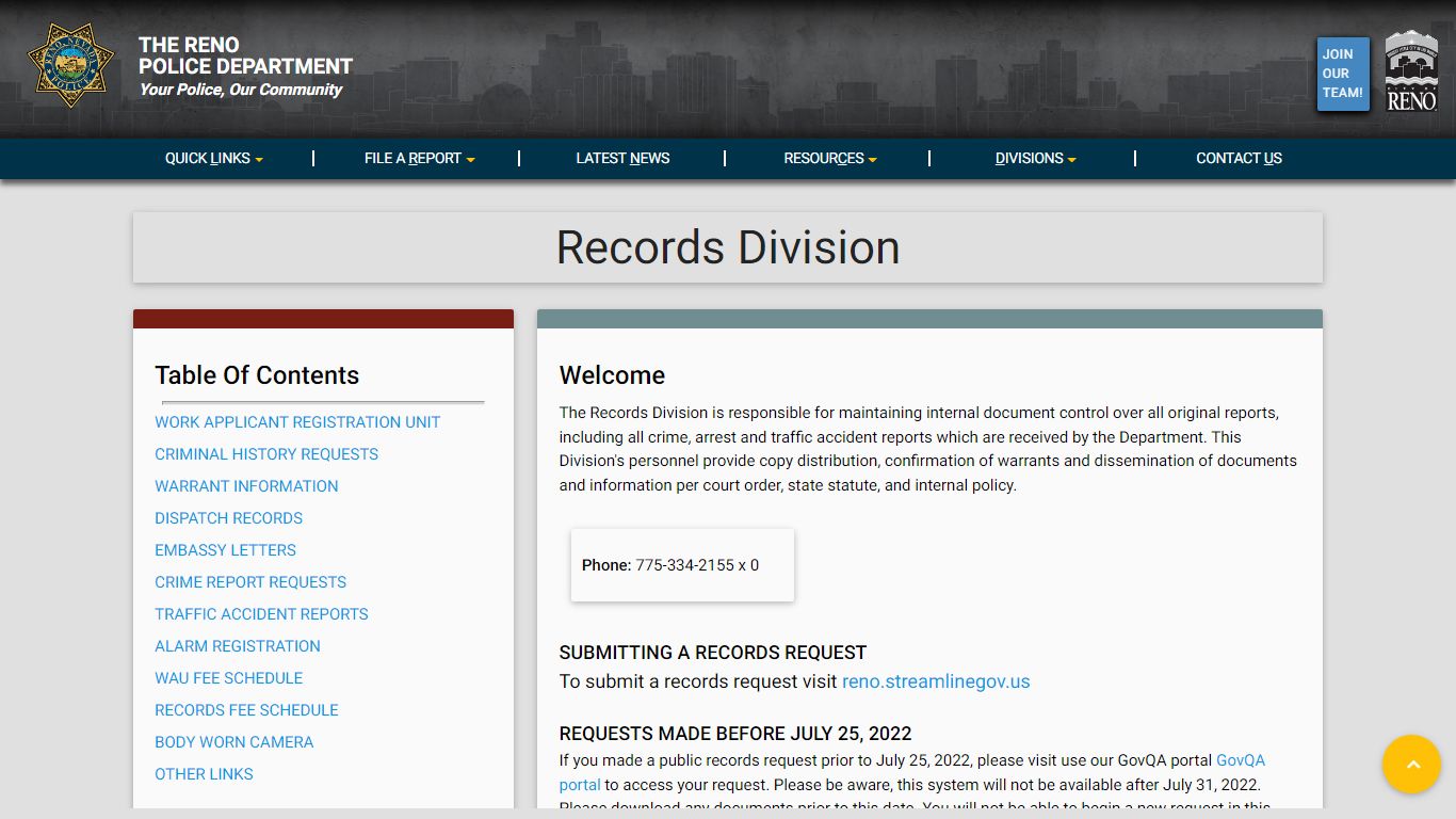 records - Reno Police Department